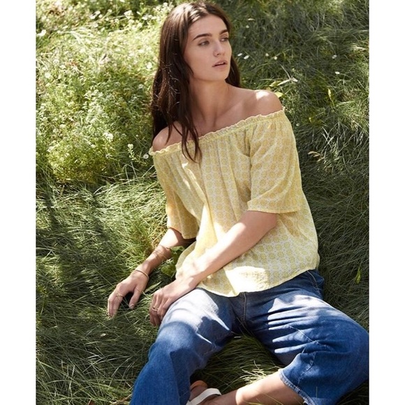 🌻🆕 Velvet ✦Bertie Off Shoulder Print Top✦Yellow - Picture 2 of 8